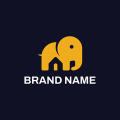 Obraz premium Minimalist House and Elephant Logo