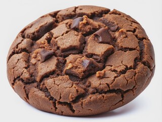 Rich, velvety dark chocolate cookie with crunchy edges and deep brown color, isolated on a transparent background, tempting viewers with its decadent sweetness.