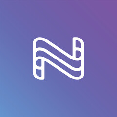 Letter N Flow or Wave Line Logo