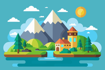 Landscape Flat Design Illustration