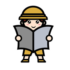 female archaeologist reading newspaper