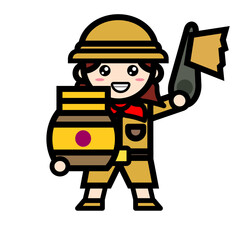 
female archaeologist holding canvas