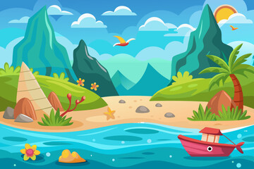 Vector cartoon seascene stock illustration