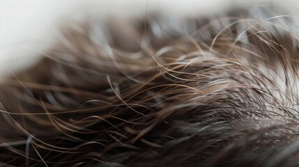 Selective focus white background with hair loss and copy space