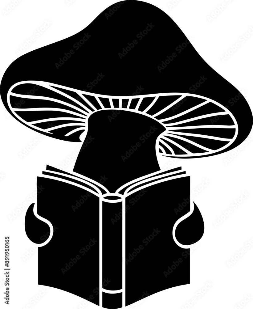 Sticker mushroom reading book