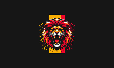 head lion angry with background belgium vector flat design