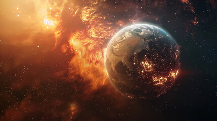 Fototapeta premium 3D rendering of a beautiful space planet.