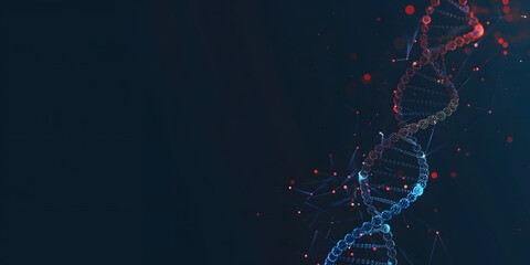 DNA helix on a dark blue background, abstract illustration. futuristic concept