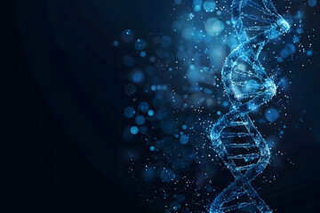 DNA helix on a dark blue background, abstract illustration. futuristic concept
