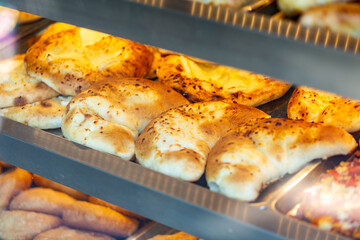 Types of Georgian khachapuri sold at a traditional pastry shop in Tbilisi