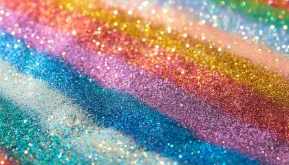 パステルカラーのレインボウカラーのラメ・グリッターの背景画像（Pastel rainbow colored glitter background image.）
