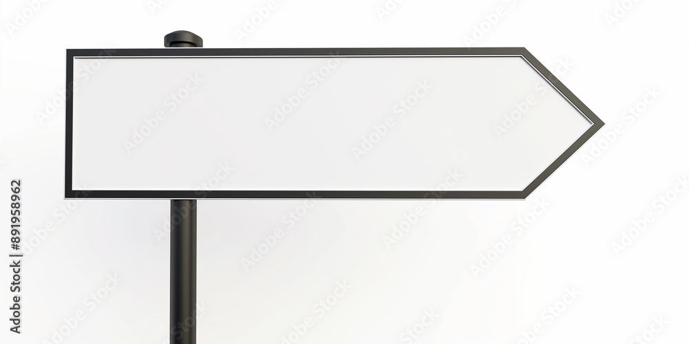 Poster blank directional arrow sign is pointing right on a white background