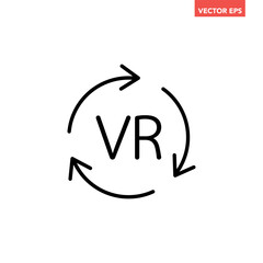 Black single round VR icon, simple tech loading flat design vector pictogram vector for app ads logotype web website button ui ux interface elements isolated on white background