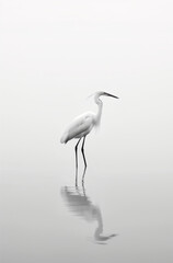 Obraz premium A bird in water against a foggy minimalist background.