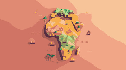 Map of Africa with countries. Stylized map of Africa Continent in minimalistic modern style. minimalistic vector. Illustrations