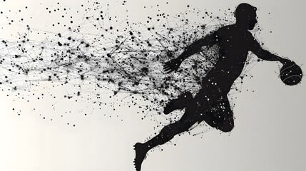 silhouette Abstract silhouette of a wireframe handball player from particles on the background. Convenient organization of eps file. Vector illustartion. Thanks for watching . 