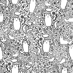 seamless pattern with hand drawn hearts