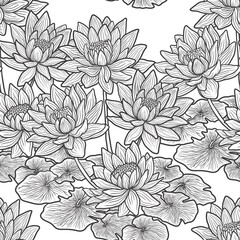 seamless floral pattern water lilies lotus flowers seamless abstract background fabric fashion design print 