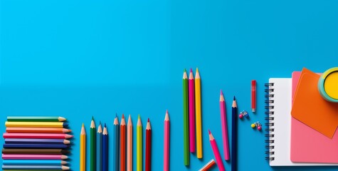 Fototapeta premium Back to school supplies background. Generative AI.