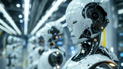 Fototapeta premium Robots working in a futuristic factory