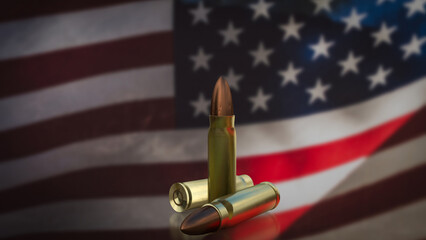 The Bullet on us flag Background  for law or war concept 3d rendering.
