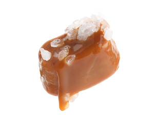Yummy candy with salted caramel isolated on white