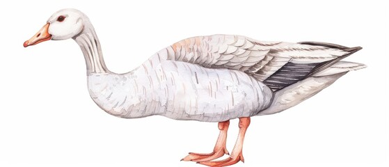 Obraz premium A cute watercolor depiction of a graceful goose, kawaii, isolate on white background