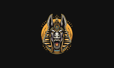 head donkey wearing anubis hat vector logo design