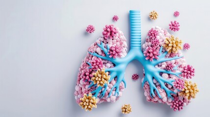 Artistic lungs with pollution particles, World COPD Day, environmental COPD awareness