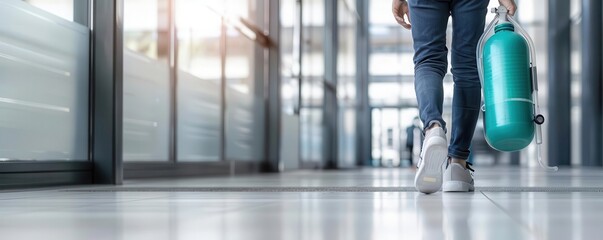 Person walking with an oxygen tank, World COPD Day, living with COPD