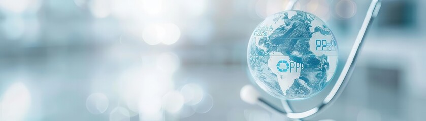 Globe with air quality indicators, World COPD Day, environmental impact on COPD