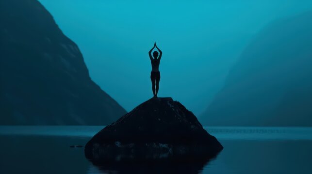Yoga visuals depict an ultramodern, supernatural scene, with copy space for your unique content