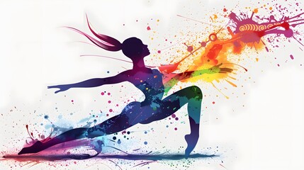 Creative silhouette of gymnastic girl. Art gymnastics vector. 