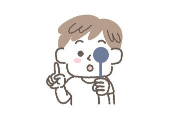 健康診断で視力を測っている男の子