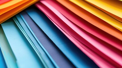 Colorful paper up close on white background