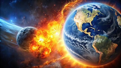 Fototapeta premium Dramatic image of earth going through cycles of creation and destruction, earth, cycle, creation, destruction, nature