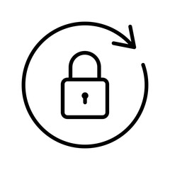 Black round lock reload line icon, simple secure key protection flat design vector pictogram, infographic vector for app logo web button banner ui ux interface elements isolated on white background