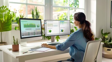 woman working at home