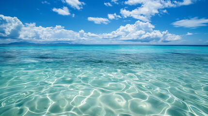 青空と海の水面背景素材_Blue sky and sea water surface background material