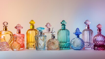 Transparent multi colored glass floral perfume collection