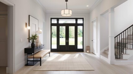 Fototapeta premium Modern and Elegant Home Entrance with Natural Light and Minimalist Decor
