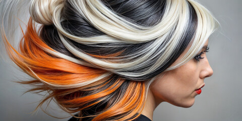 Naklejka premium hairstyle, women's, coloring, hair, coloring, red. black White