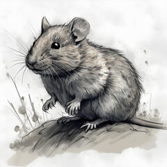 Detaillierte Illustration einer niedlichen Feldmaus - Ai-Ki generiert