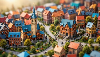 Miniature Town Model with Church.
