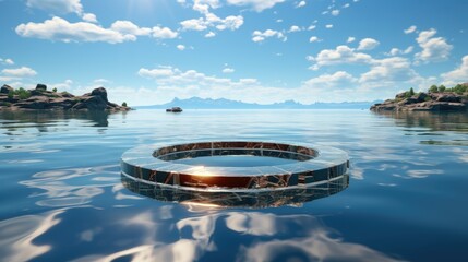 Fototapeta premium a tire in the water with the words car on the bottom.