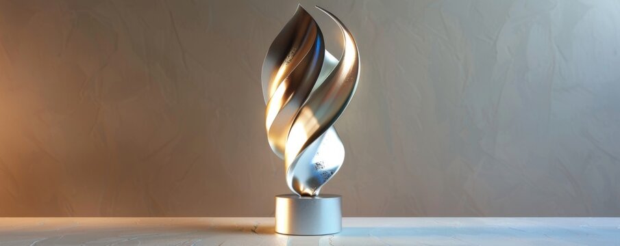 Shimmering Metallic Swirl Trophy - Contemporary Elegance for Innovative Awards