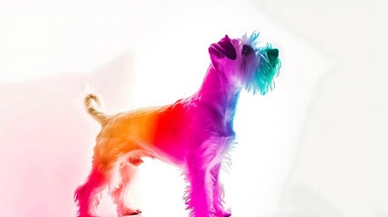 Obraz premium Colorful Silhouette Of Miniature Schnauzer On White Background