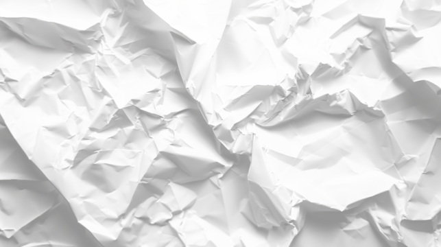 White Crumpled Paper Effect Texture on Transparent Background PNG - Blank Crumple Clean Grunge Material Surface Old Page Rough Sheet Textured Torn
