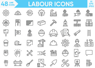 Labor line icons vector and Illustrator set