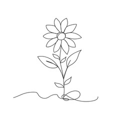 Beautiful flower one line continuous drawing style isolated vector illustration.